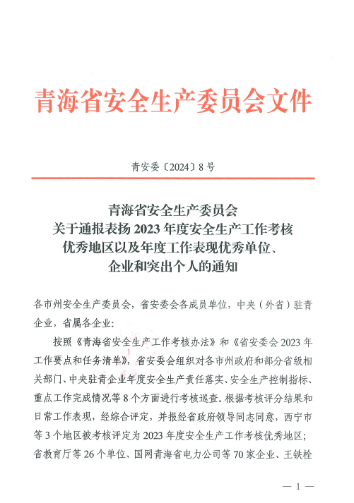 喜报！2023年度安全生产工作优秀企业和突出个人名单揭晓！